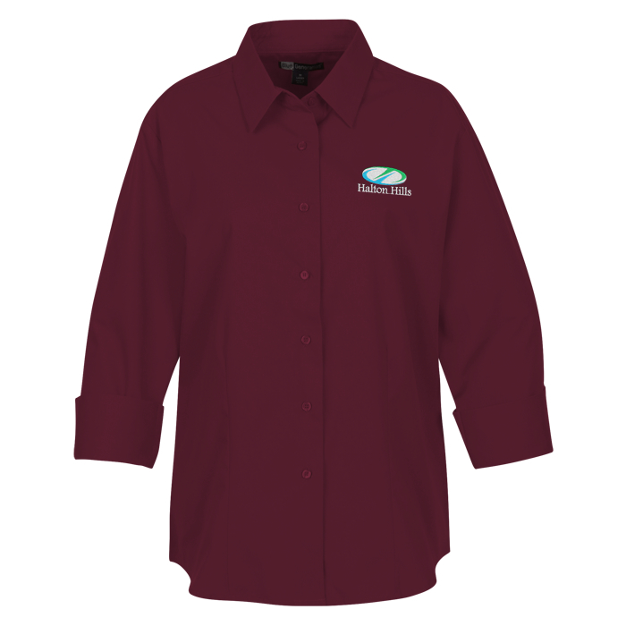 Custom Superblend 3/4 Sleeve Poplin Shirt - Ladies'