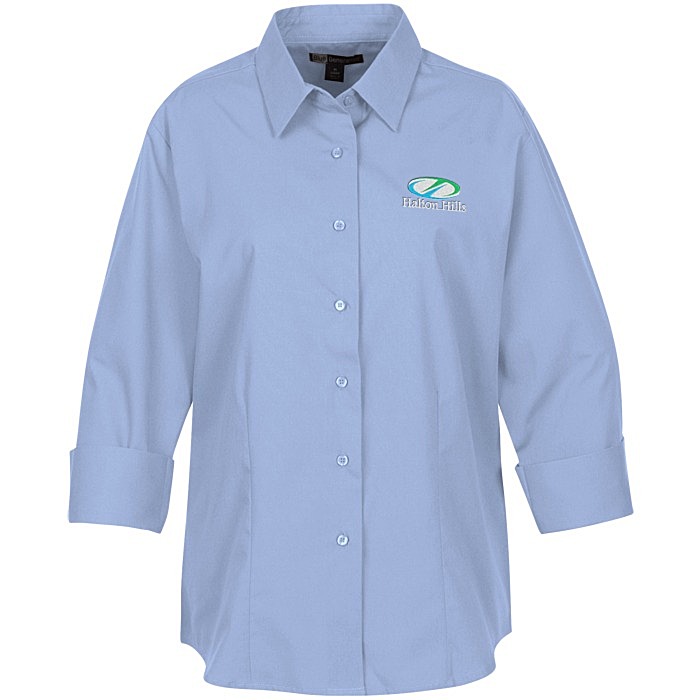 Custom Superblend 3/4 Sleeve Poplin Shirt - Ladies'