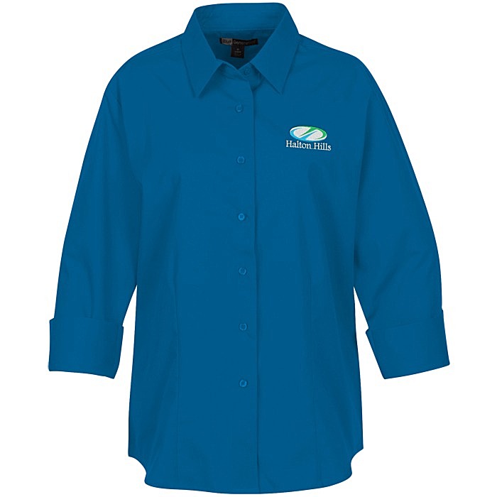 Custom Superblend 3/4 Sleeve Poplin Shirt - Ladies'