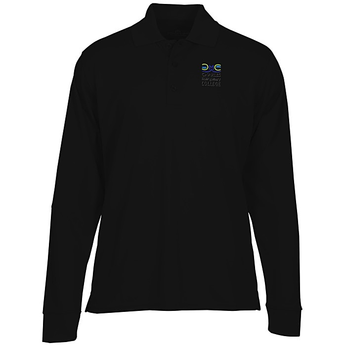 Custom Vansport Omega Solid Mesh LS Tech Polo - Men's