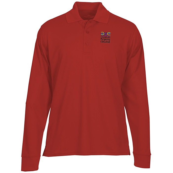 Custom Vansport Omega Solid Mesh LS Tech Polo - Men's