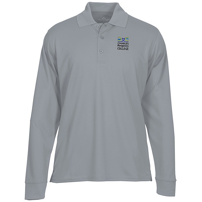 Custom Vansport Omega Solid Mesh LS Tech Polo - Men's