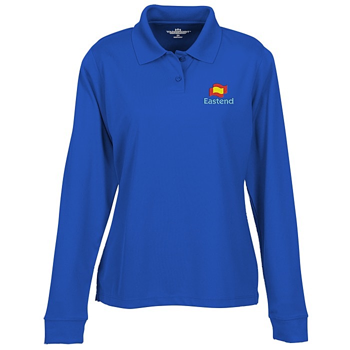 Custom Vansport Omega Solid Mesh LS Tech Polo - Ladies'