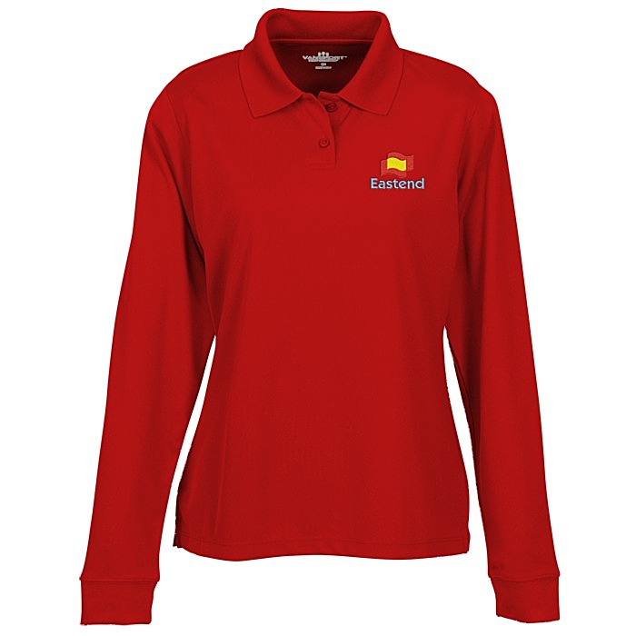Custom Vansport Omega Solid Mesh LS Tech Polo - Ladies'