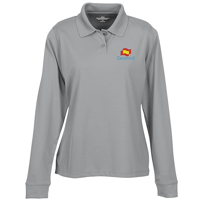 Custom Vansport Omega Solid Mesh LS Tech Polo - Ladies'