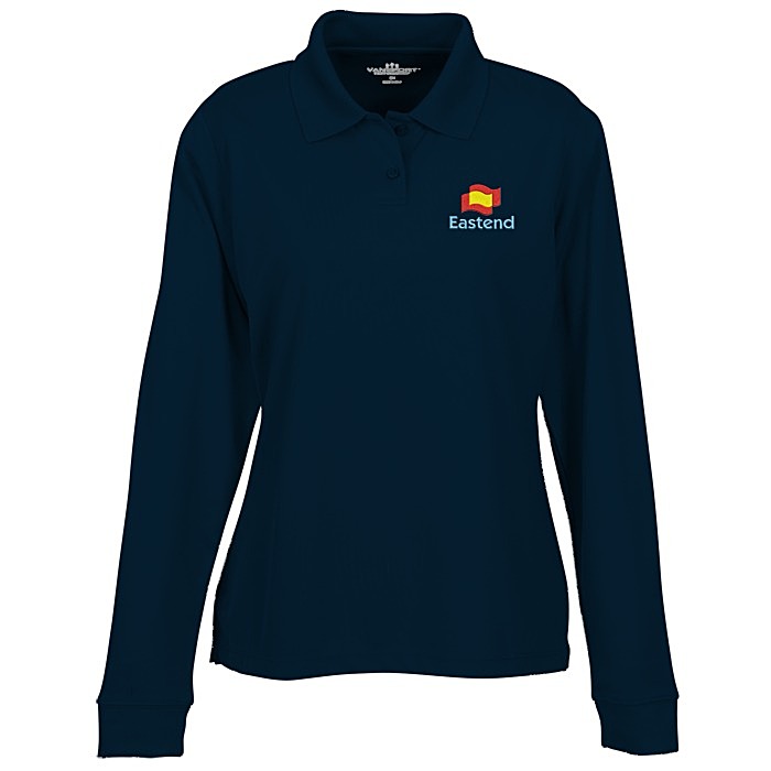 Custom Vansport Omega Solid Mesh LS Tech Polo - Ladies'