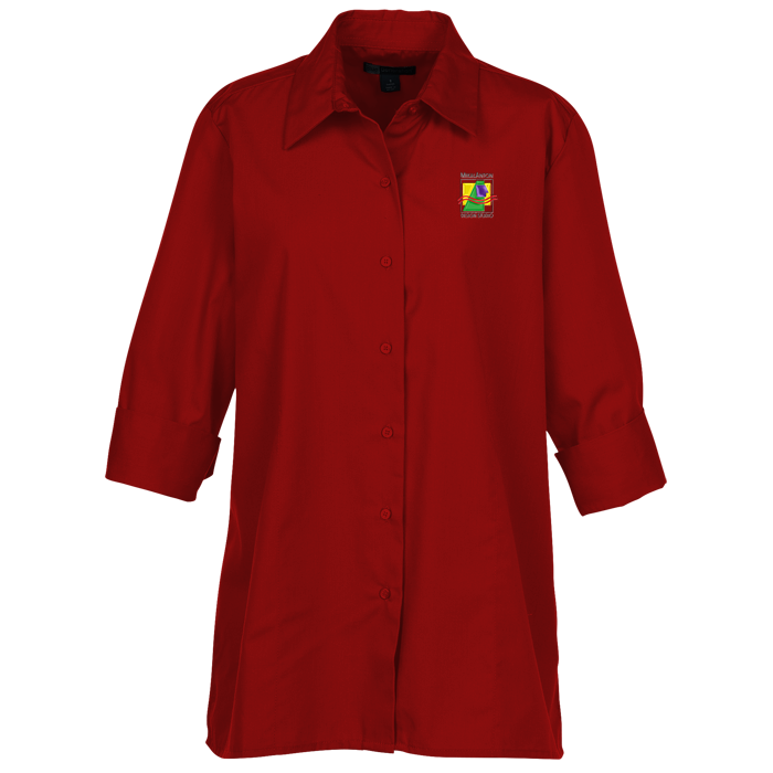 Custom Superblend 3/4 Sleeve Poplin Swing Shirt - Ladies'