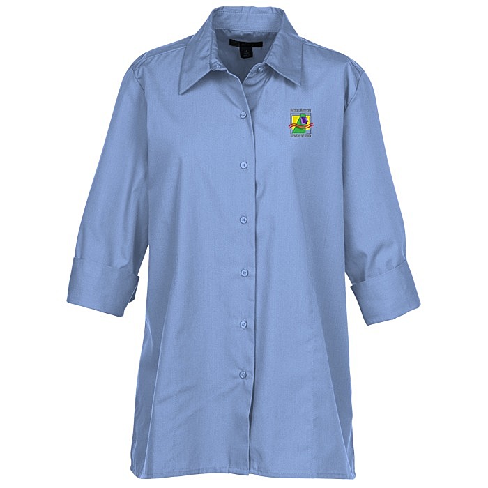 Custom Superblend 3/4 Sleeve Poplin Swing Shirt - Ladies'