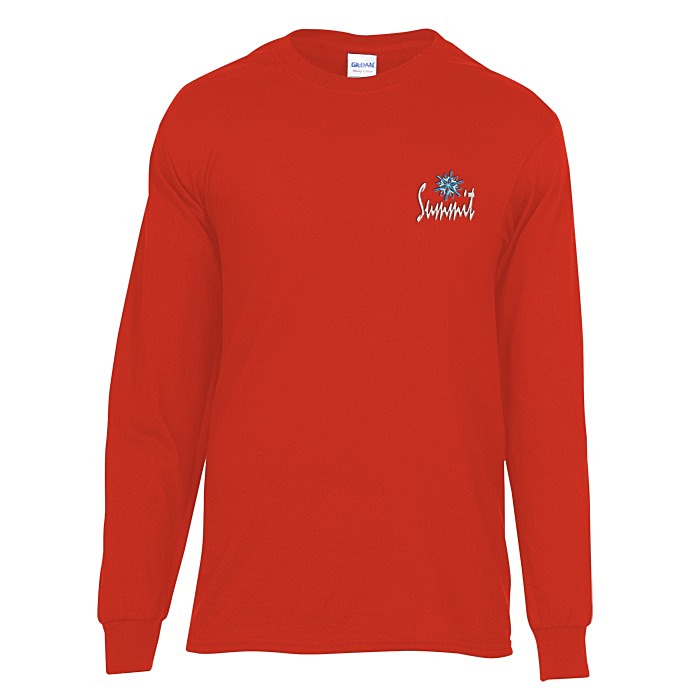 Custom Gildan Heavy Cotton LS T-Shirt - Men's - Embroidered - Colours