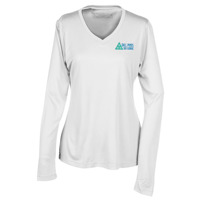 Custom Pro Team Wicking V-Neck Long Sleeve Tee - Ladies' - Embroidered