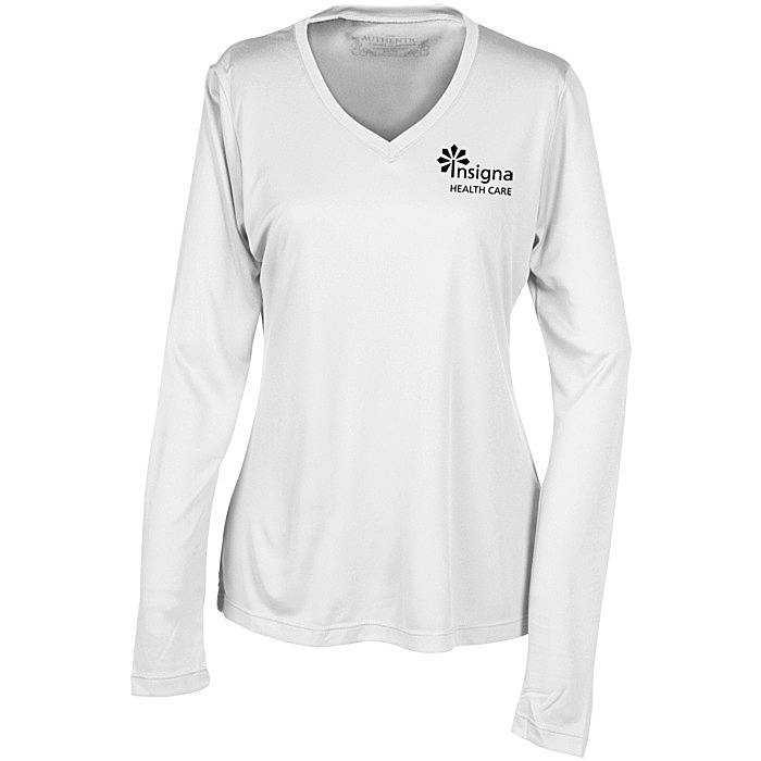 Custom Pro Team Wicking V-Neck Long Sleeve Tee - Ladies' - Screen