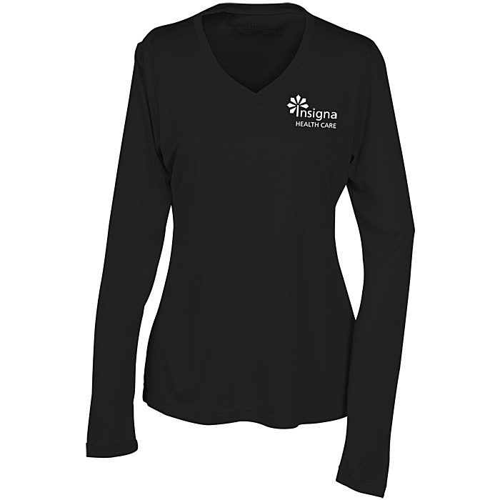 Custom Pro Team Wicking V-Neck Long Sleeve Tee - Ladies' - Screen