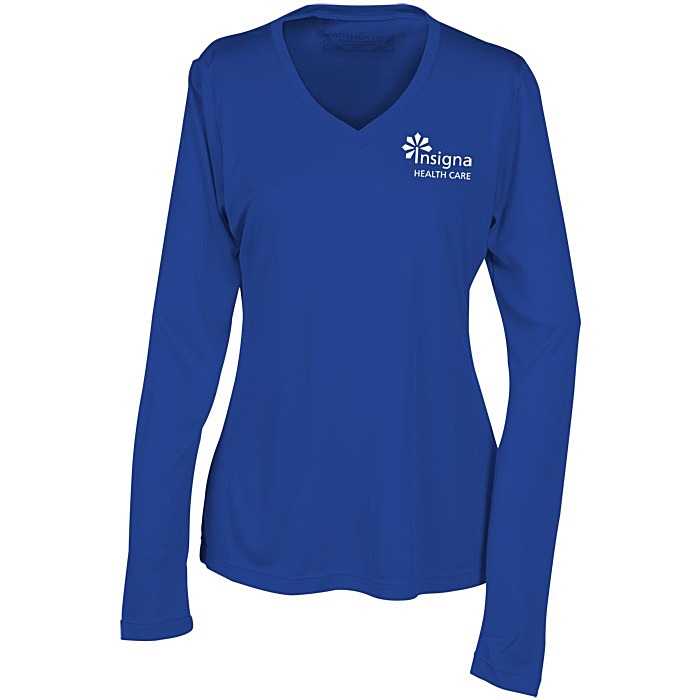 Custom Pro Team Wicking V-Neck Long Sleeve Tee - Ladies' - Screen