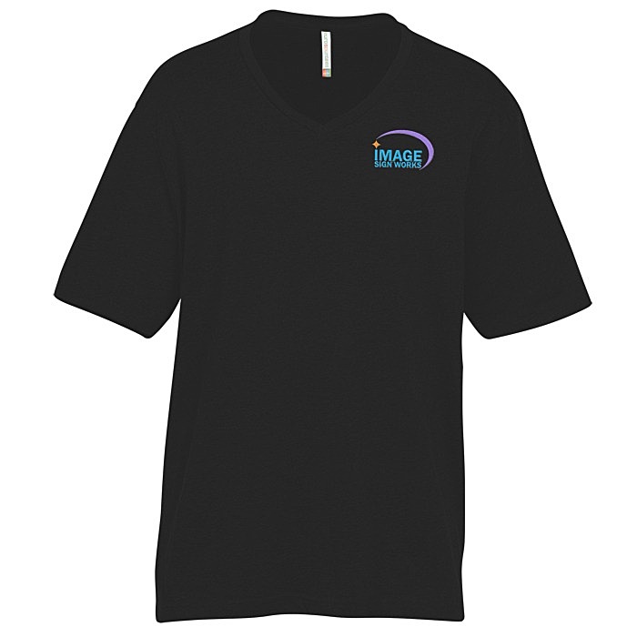 Custom Euro Spun Cotton V-Neck T-Shirt - Men's - Embroidered