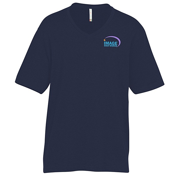 Custom Euro Spun Cotton V-Neck T-Shirt - Men's - Embroidered
