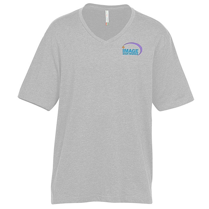Custom Euro Spun Cotton V-Neck T-Shirt - Men's - Embroidered