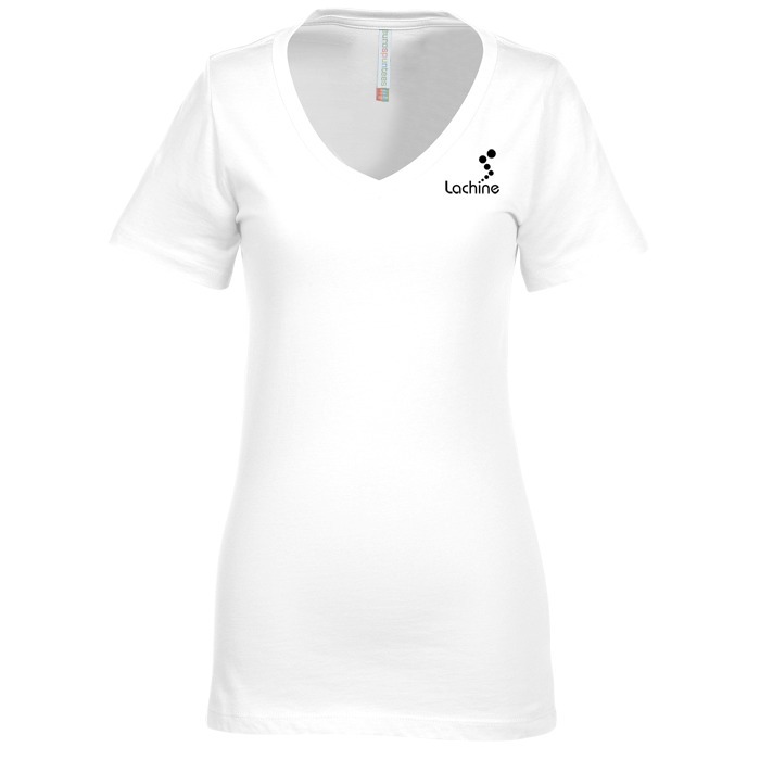 Custom Euro Spun Cotton V-Neck T-Shirt - Ladies' - Screen