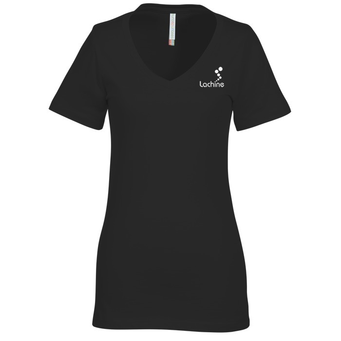 Custom Euro Spun Cotton V-Neck T-Shirt - Ladies' - Screen