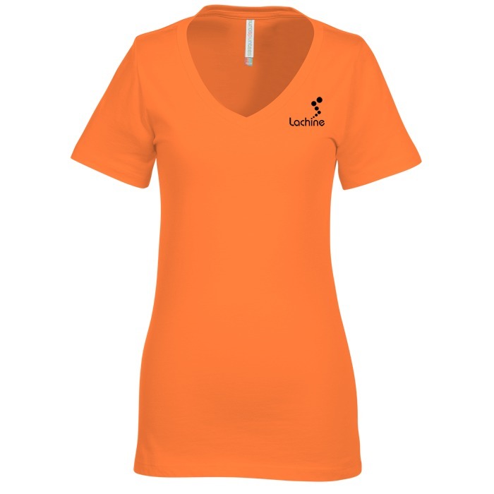 Custom Euro Spun Cotton V-Neck T-Shirt - Ladies' - Screen