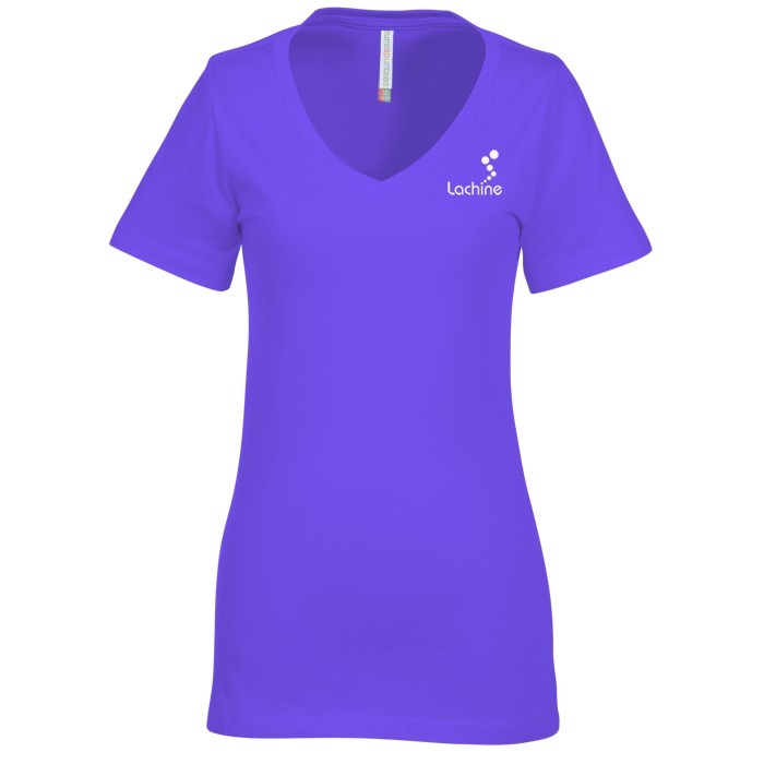 Custom Euro Spun Cotton V-Neck T-Shirt - Ladies' - Screen