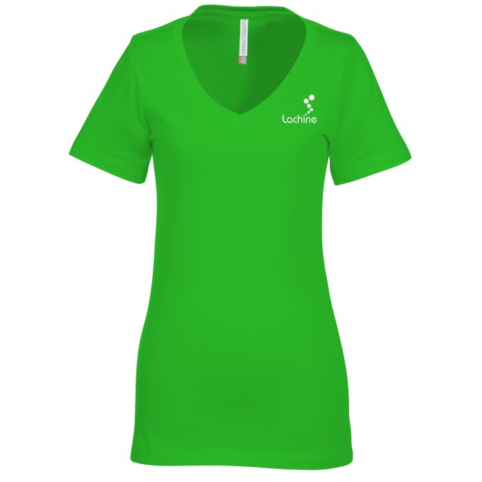 Custom Euro Spun Cotton V-Neck T-Shirt - Ladies' - Screen