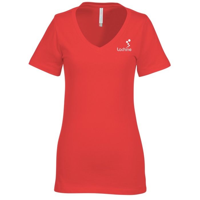 Custom Euro Spun Cotton V-Neck T-Shirt - Ladies' - Screen