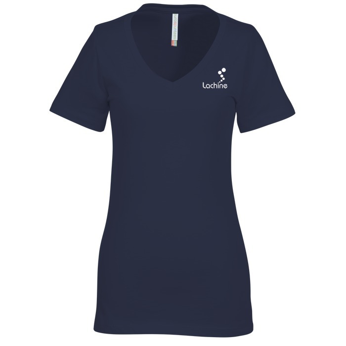 Custom Euro Spun Cotton V-Neck T-Shirt - Ladies' - Screen