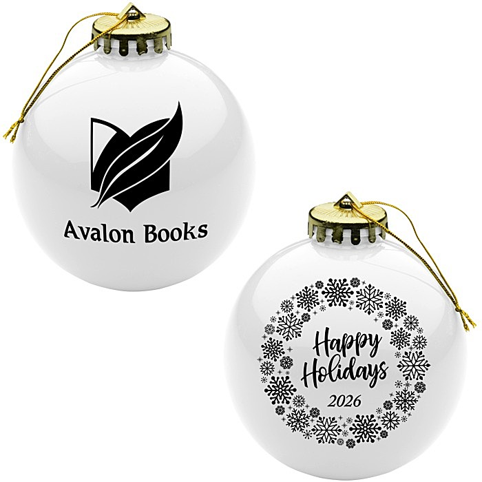 Custom Round Shatterproof Ornament - Snowflake - Happy Holidays
