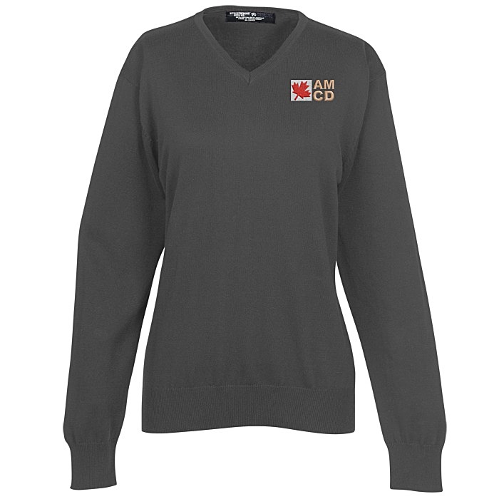 Custom Fine Gauge V-Neck Sweater - Ladies'