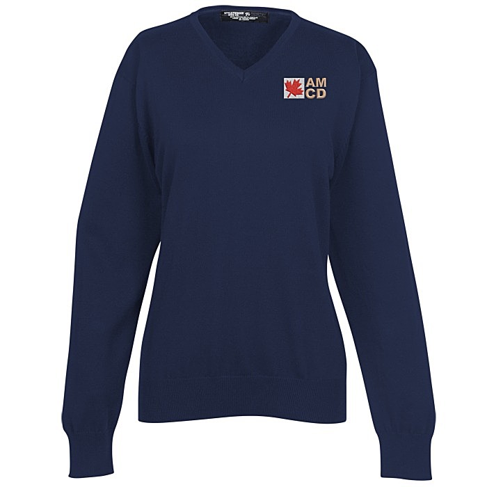 Custom Fine Gauge V-Neck Sweater - Ladies'