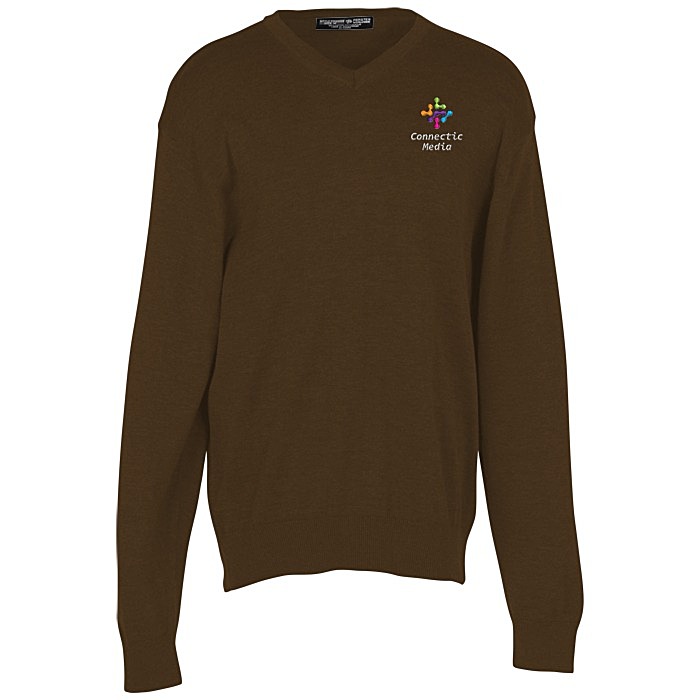 Custom Fine Gauge V-Neck Sweater - Men's