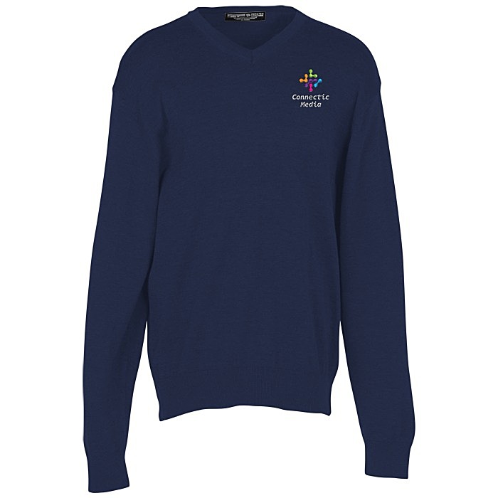 Custom Fine Gauge V-Neck Sweater - Men's