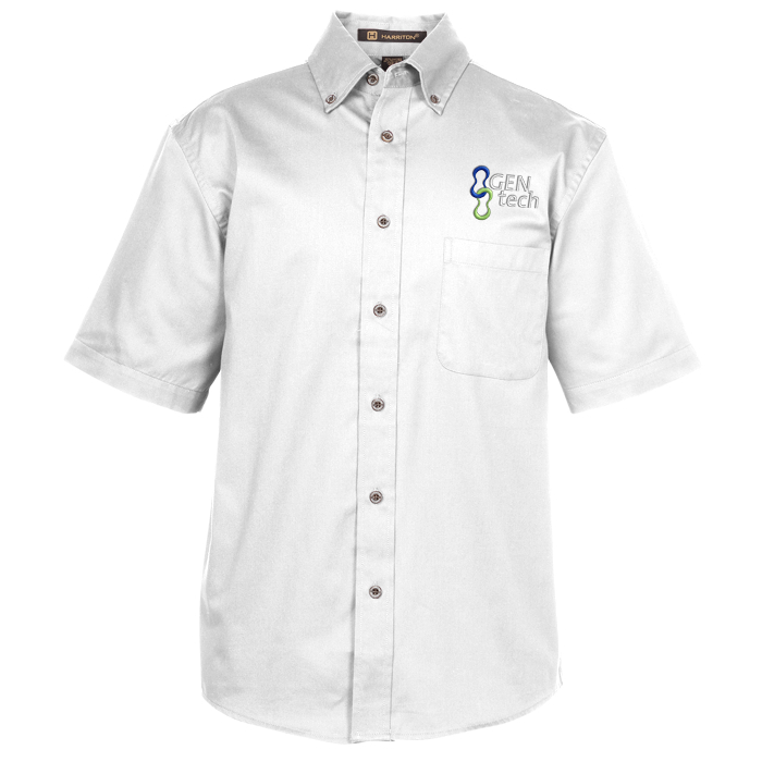 Custom Harriton Twill SS Shirt with Stain Release - Men's