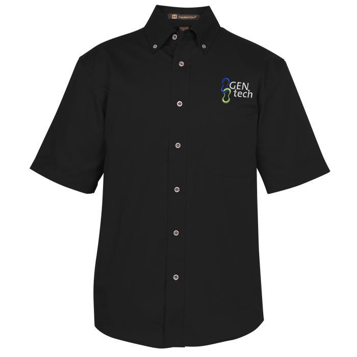 Custom Harriton Twill SS Shirt with Stain Release - Men's