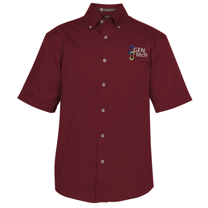 Custom Harriton Twill SS Shirt with Stain Release - Men's