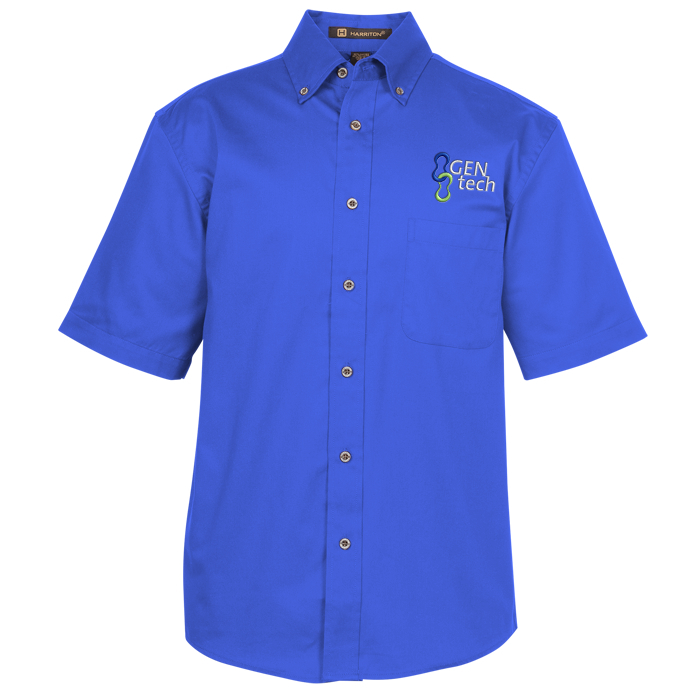 Custom Harriton Twill SS Shirt with Stain Release - Men's