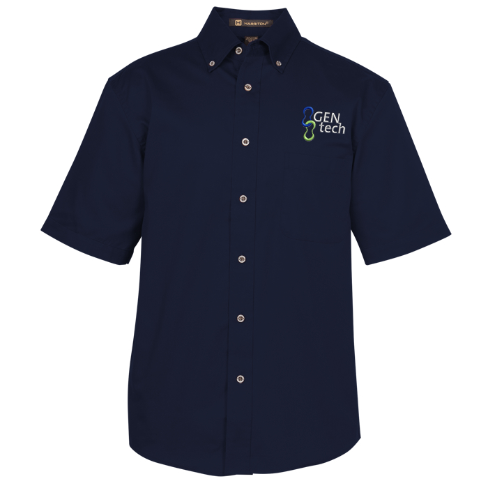 Custom Harriton Twill SS Shirt with Stain Release - Men's