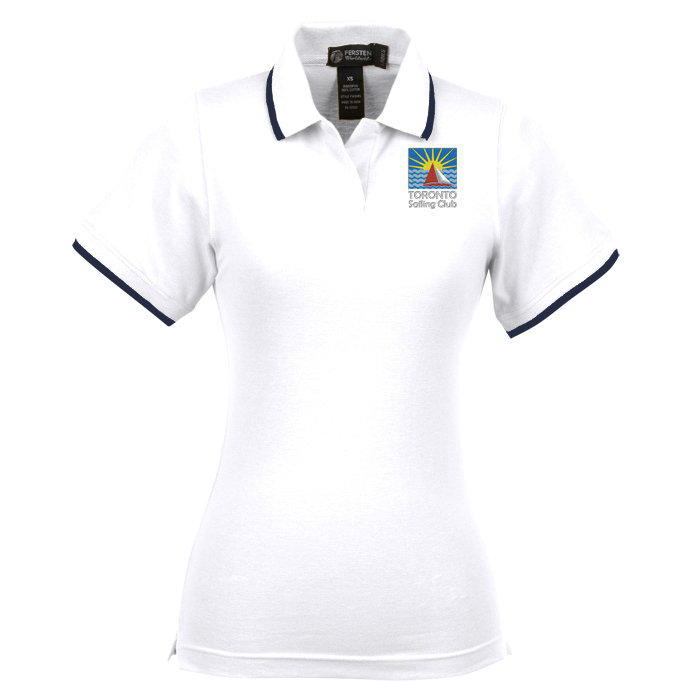 Custom Tipped Combed Cotton Pique Polo - Ladies'