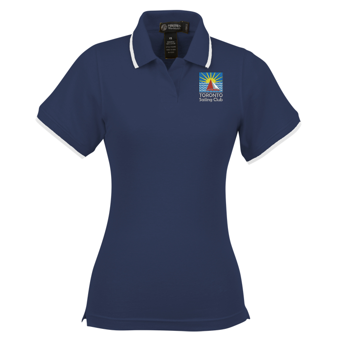 Custom Tipped Combed Cotton Pique Polo - Ladies'