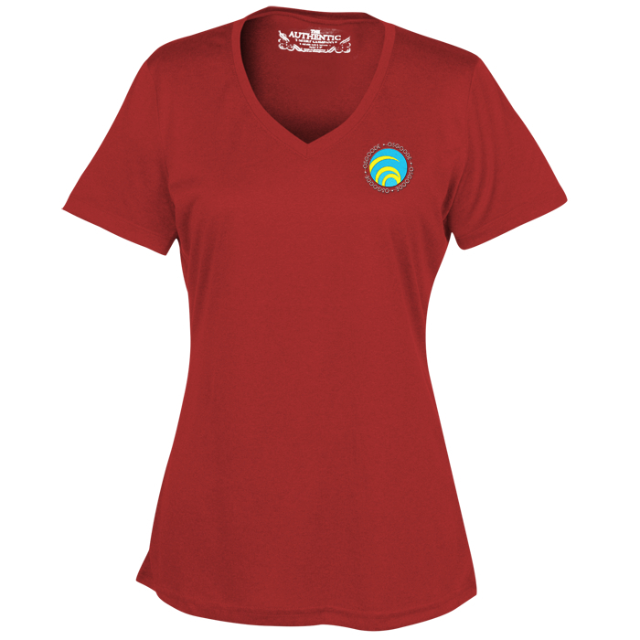 Custom Pro Team Heathered Performance V-Neck Tee - Ladies' - Embroidered