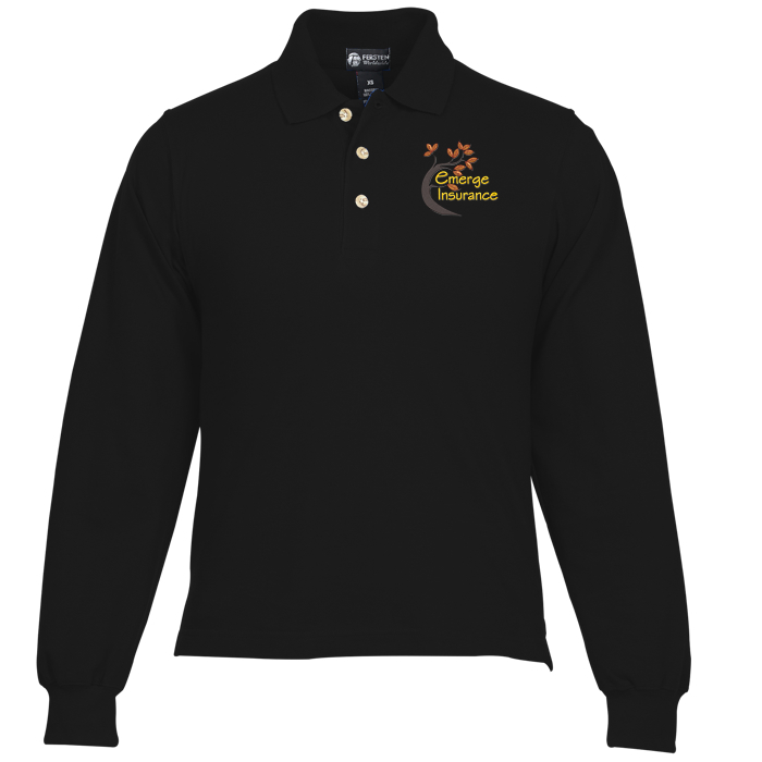 Custom Classic Combed Cotton Pique Long Sleeve Polo