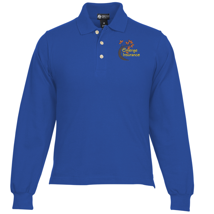 Custom Classic Combed Cotton Pique Long Sleeve Polo