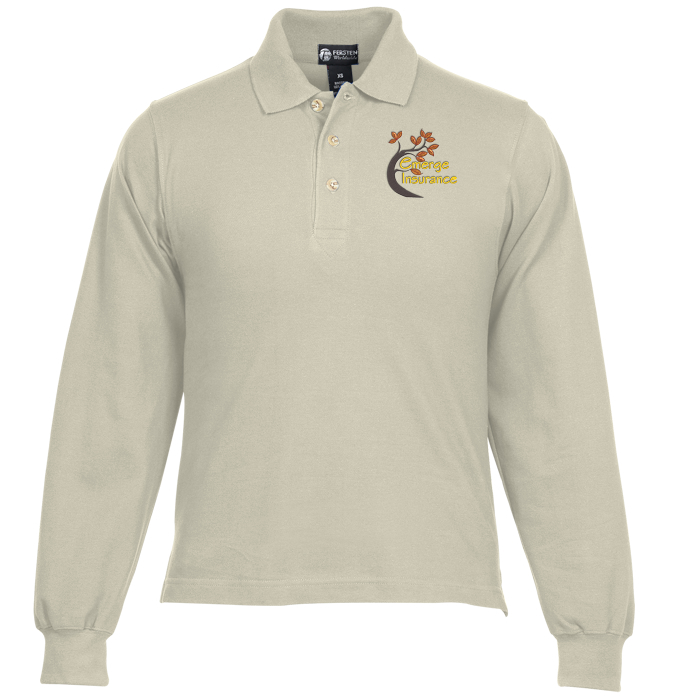 Custom Classic Combed Cotton Pique Long Sleeve Polo