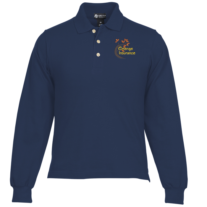 Custom Classic Combed Cotton Pique Long Sleeve Polo