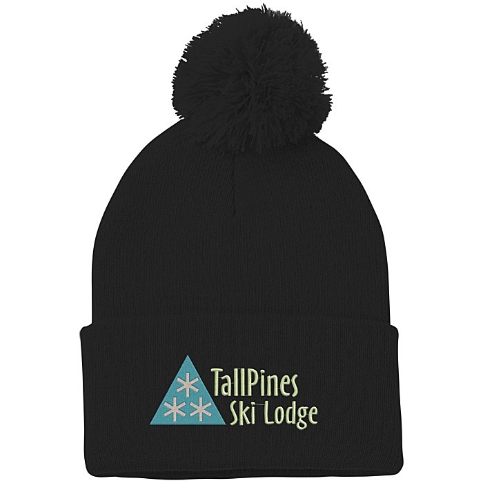 Custom Solid Cuff Pom Pom Toque