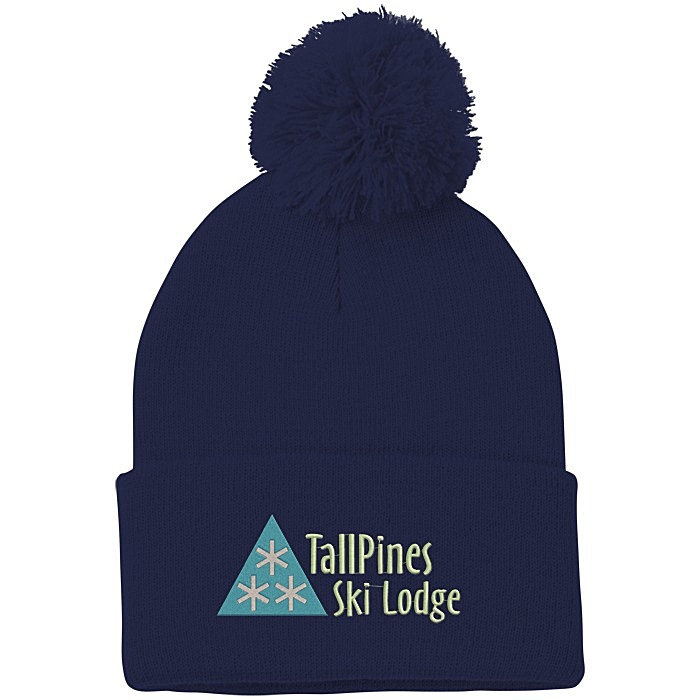 Custom Solid Cuff Pom Pom Toque