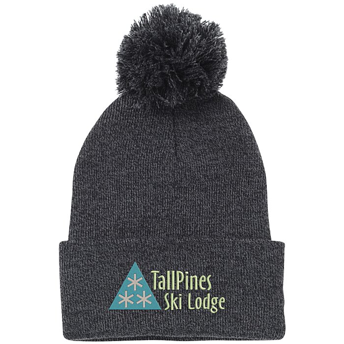 Custom Solid Cuff Pom Pom Toque