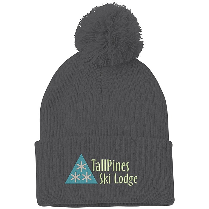 Custom Solid Cuff Pom Pom Toque