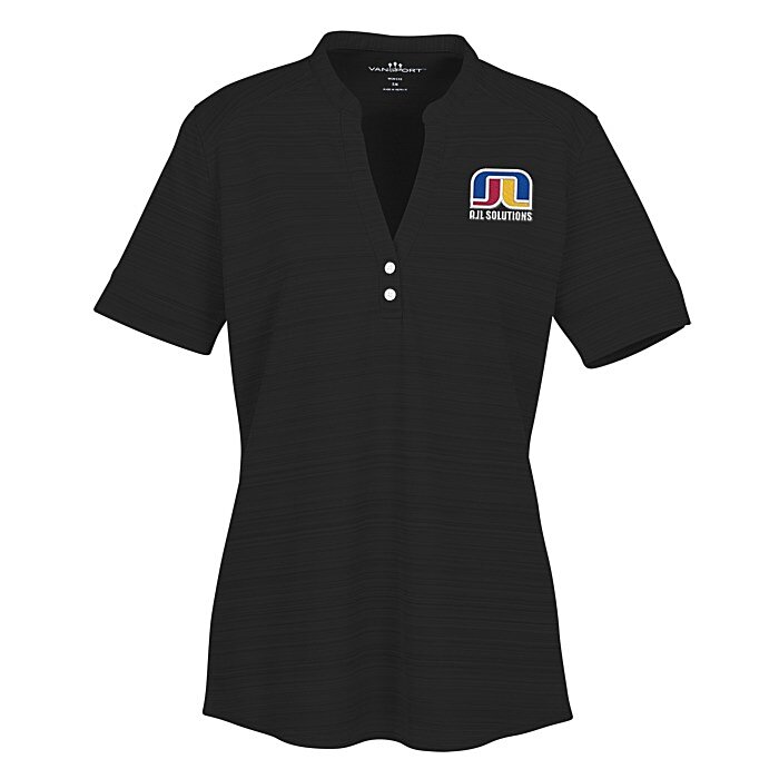 Custom Barcode Textured Henley - Ladies'