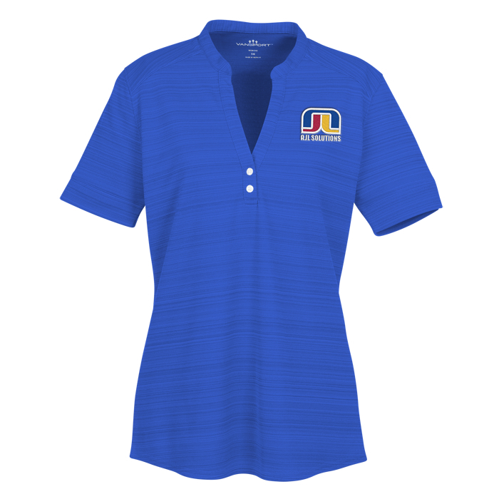 Custom Barcode Textured Henley - Ladies'